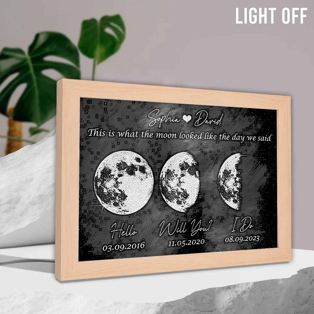 The Moon Look Like This - Personalized Couple Light Photo Frame