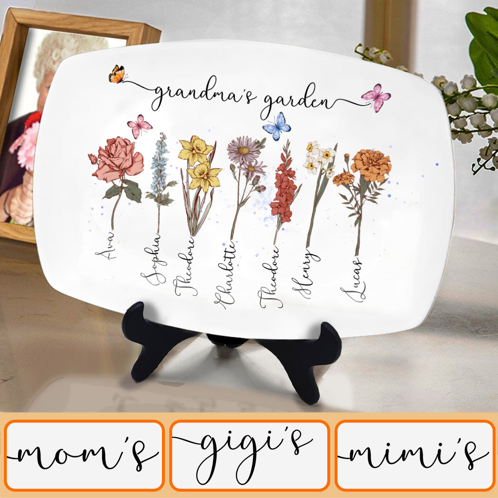 Grandma's Garden Mom's Garden Birth Flowers - Personalized Grandma Plate