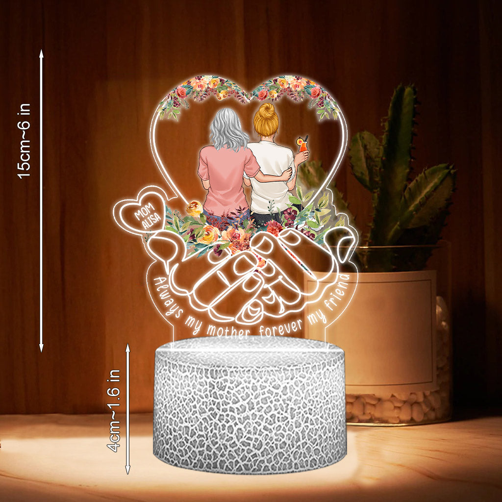 Always My Mother Forever My Friend - Personalized Mother Shaped Plaque Light Base