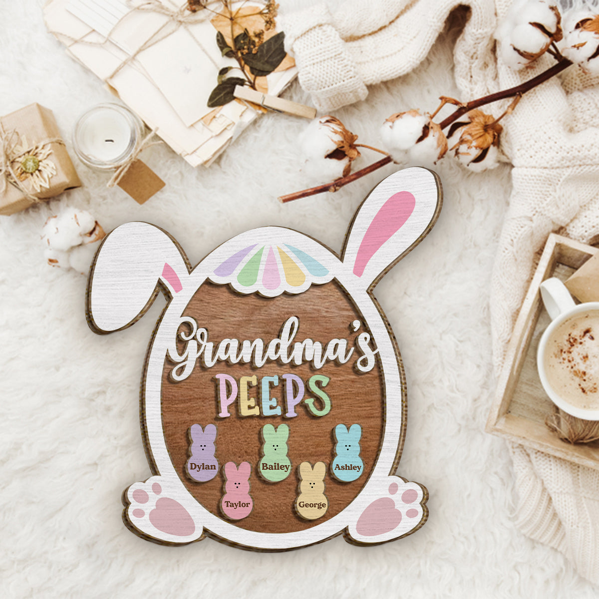 Grandma Nana Mimi Easter Peeps - Personalized Grandma 2 Layered Wood Sign / Wood Plaque