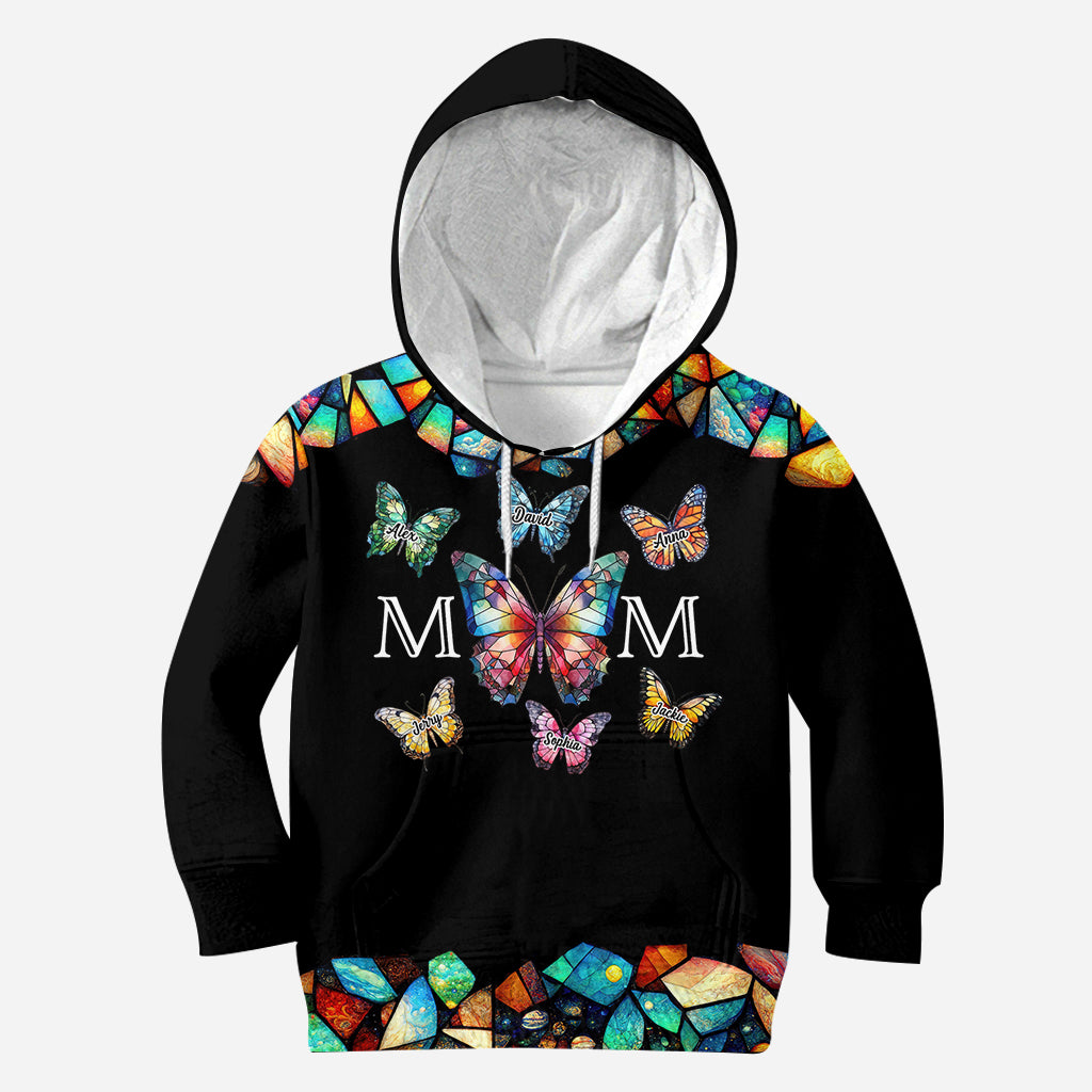 Mom Butterfly Colorful Stained Glass Pattern - Personalized Mother All Over Shirt