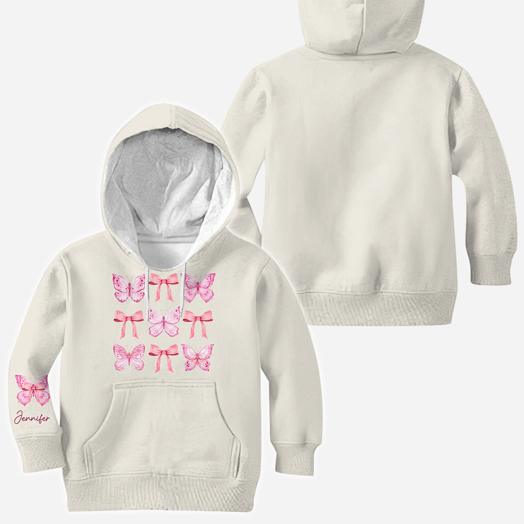 Pink Ribbon Coquette Bow Watercolor Butterfly - Personalized Butterfly All Over Shirt
