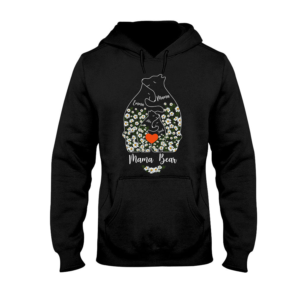 Floral Mama Bear And Cubs Hugging - Personalized Mother T-shirt And Hoodie