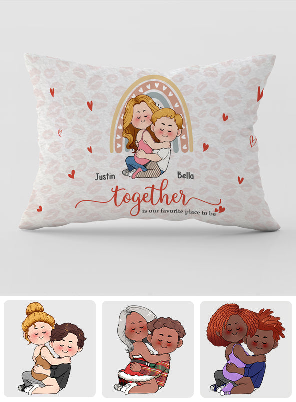 Together Is Our Favorite Place To Be - Personalized Couple Rectangle Pillow Cover