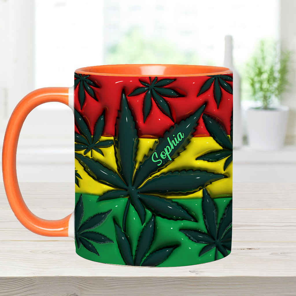 Aufblasbares Zauberblatt Rot Gelb Grün - Personalisierter Becher mit Cannabis-Akzent
