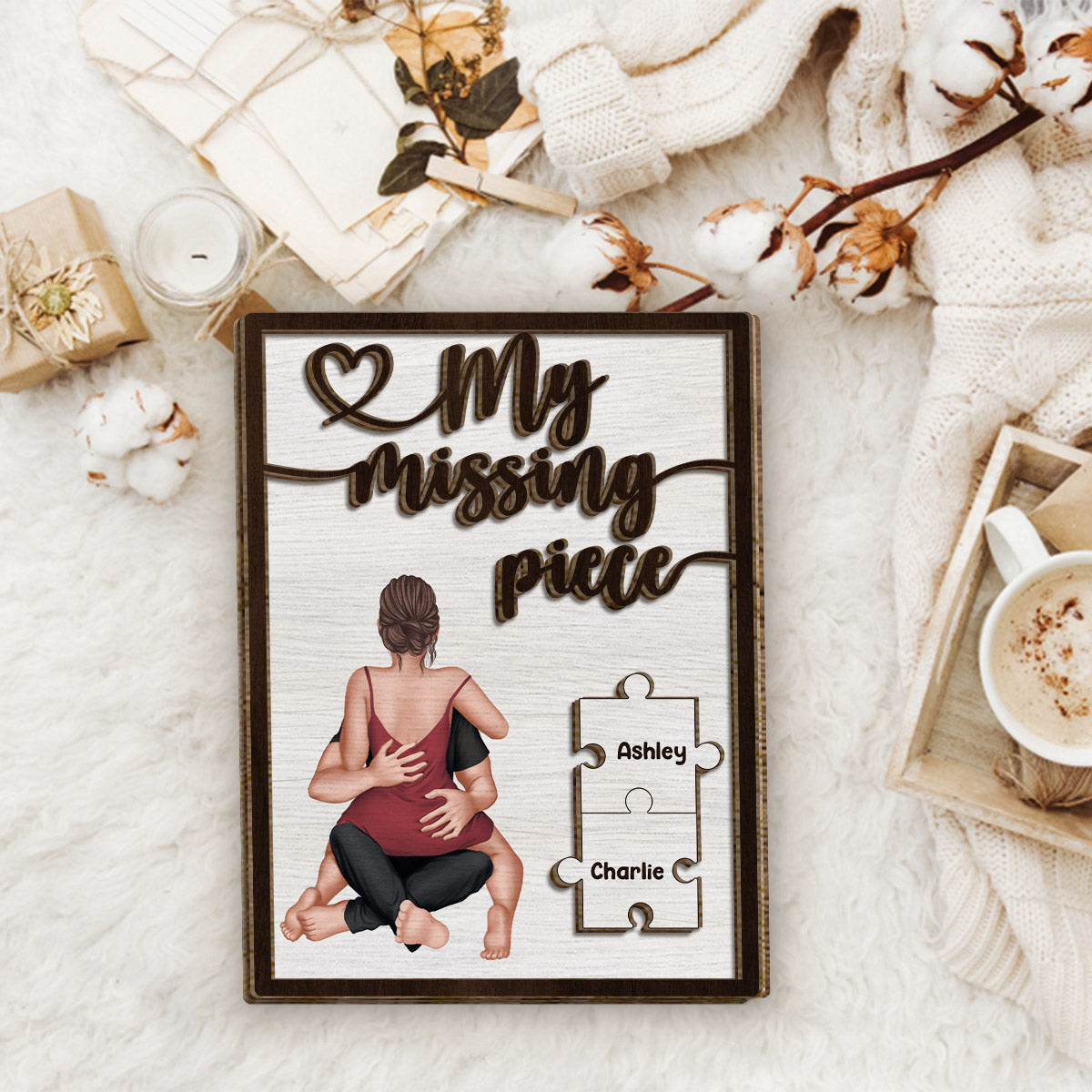 My Missing Piece - Personalized Couple 2 Layered Wood Sign / Wood Plaque