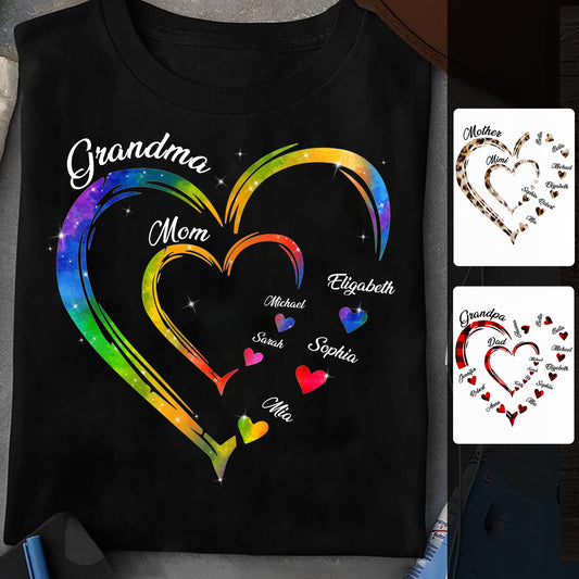 Grandma Mom Hearts - Personalized Grandma T-shirt And Hoodie