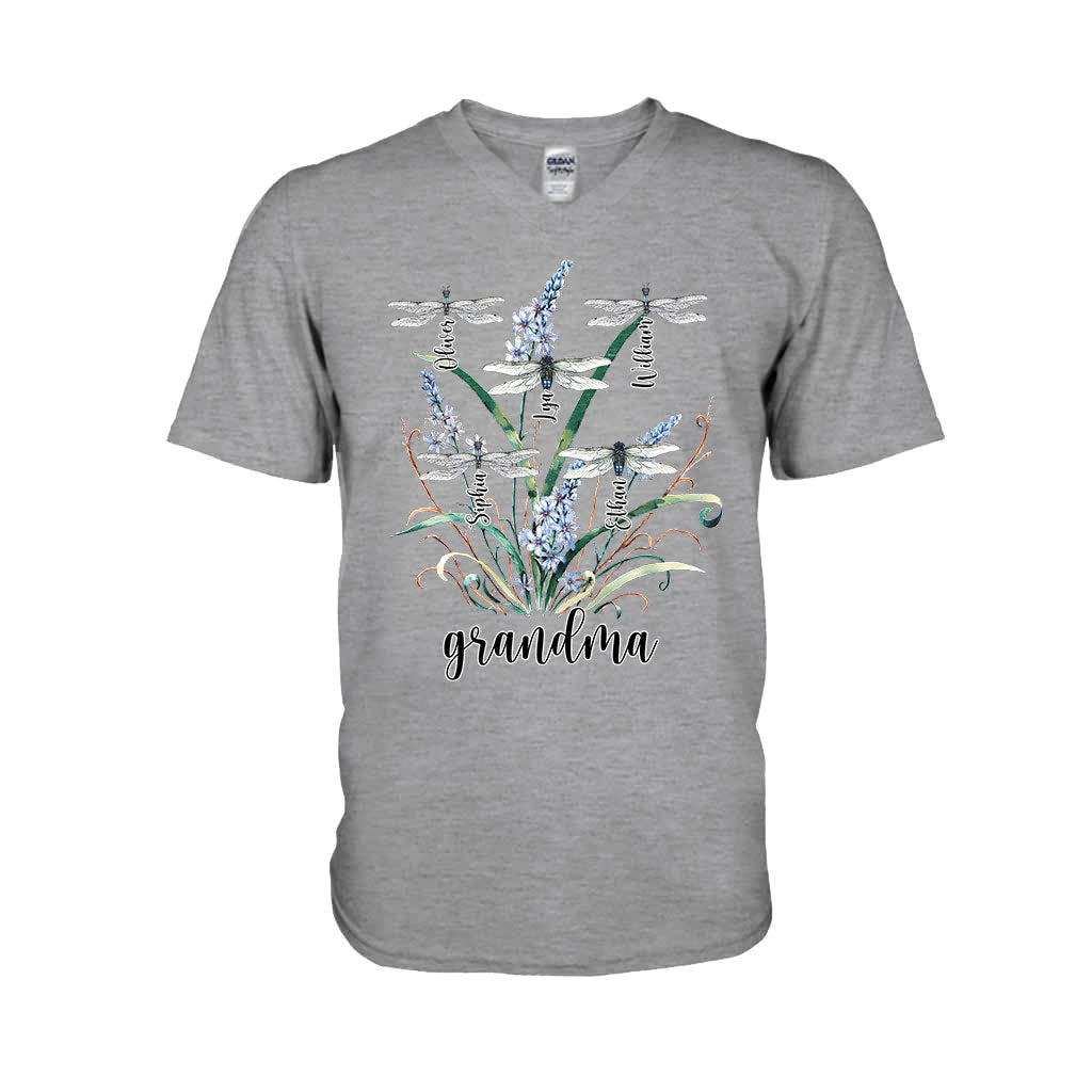 Grandma Mother Dragonfly - Personalized Grandma T-shirt And Hoodie
