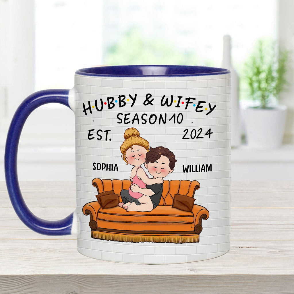 Hubby & Wifey - Personalized Husband And Wife Accent Mug