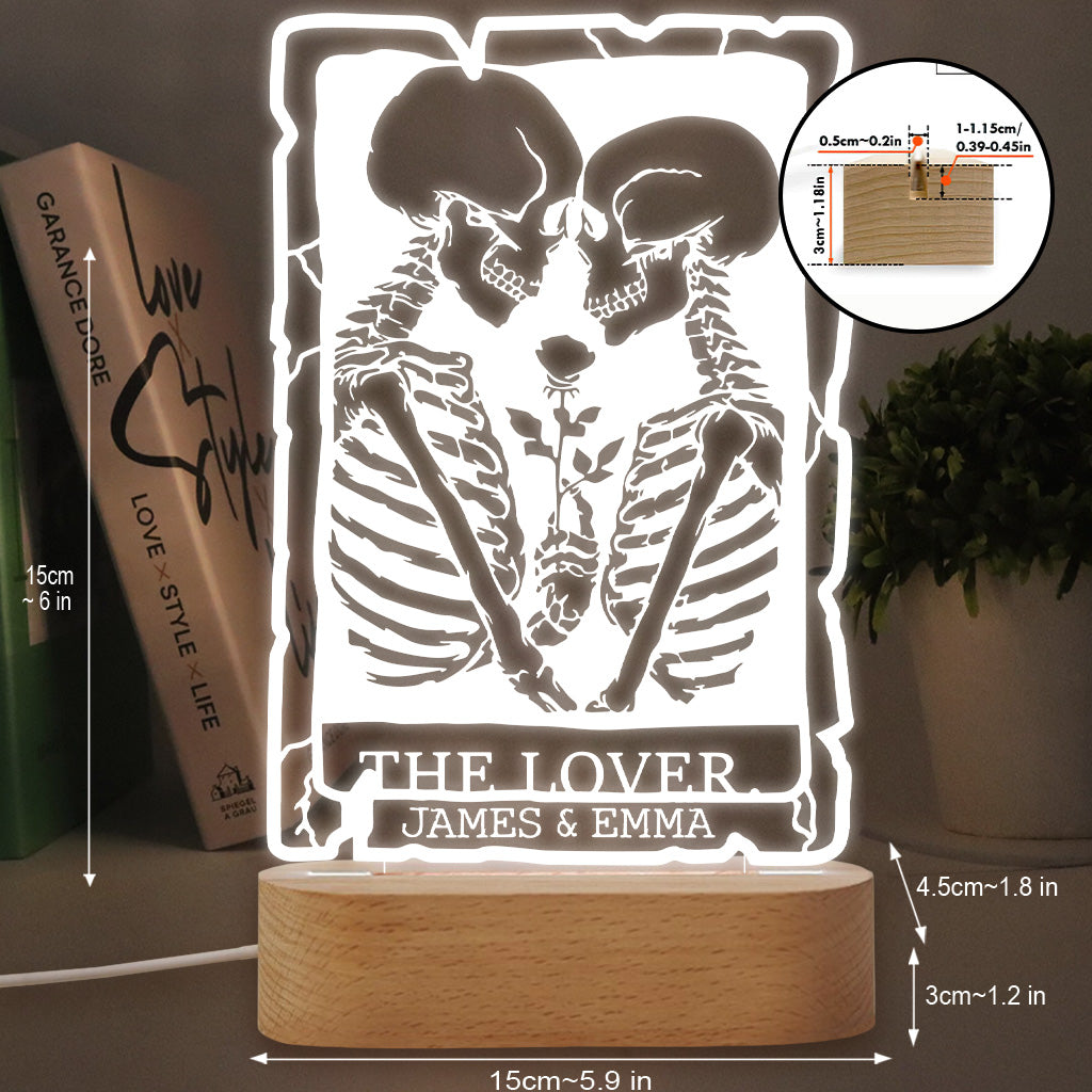The Lover Romantic Skeletons - Personalized Couple Shaped Plaque Light Base