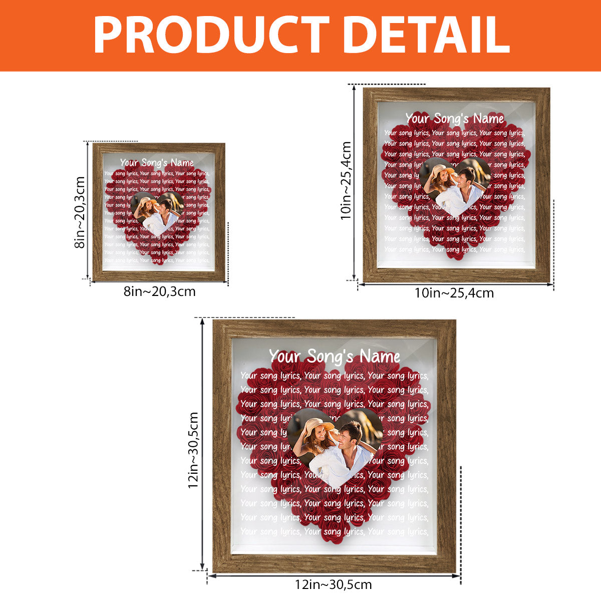 Custom Song Lyrics And Photo - Personalized Couple Flower Shadow Box