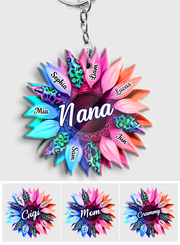 Grandma Mom Sunflower - Personalized Grandma Keychain