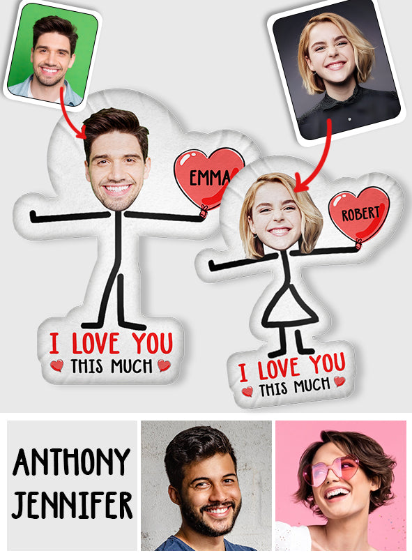 I Love You This Much Custom Photo Keychain For Couples - Personalized Couple Shaped Pillow