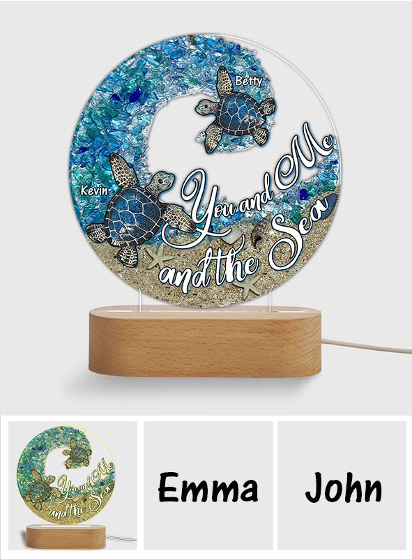 You And Me And The Beach - Personalized Couple Shaped Plaque Light Base