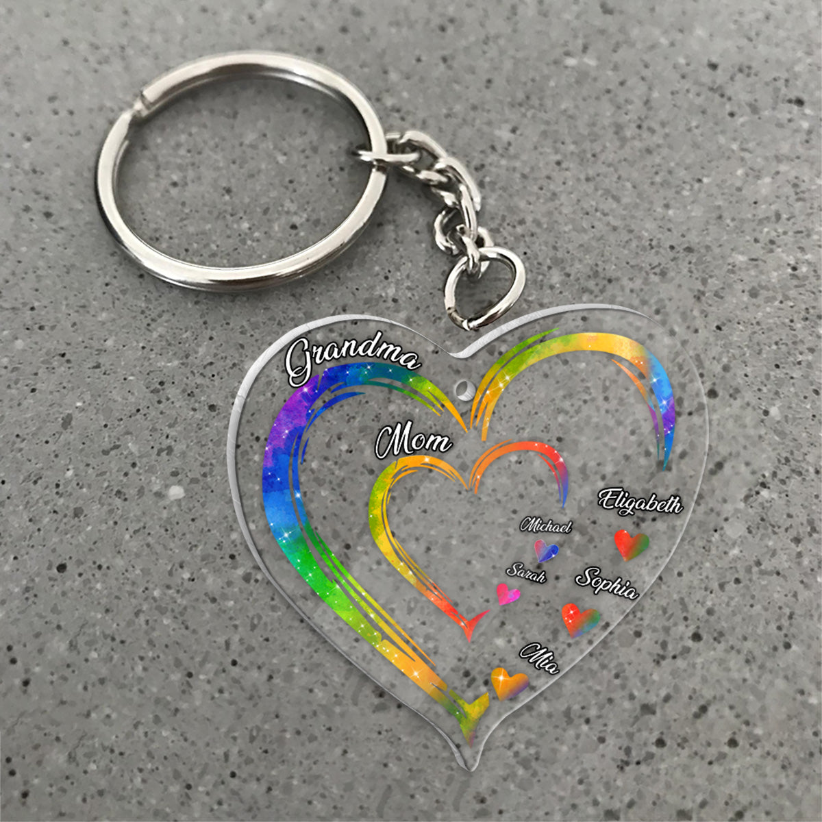 Grandma Mom Hearts - Personalized Grandma Transparent Keychain