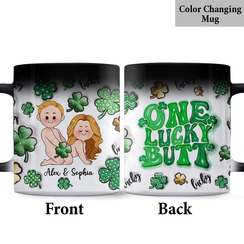 One Lucky Butt Lucky Clover Shamrock Naughty - Personalized Couple Mug