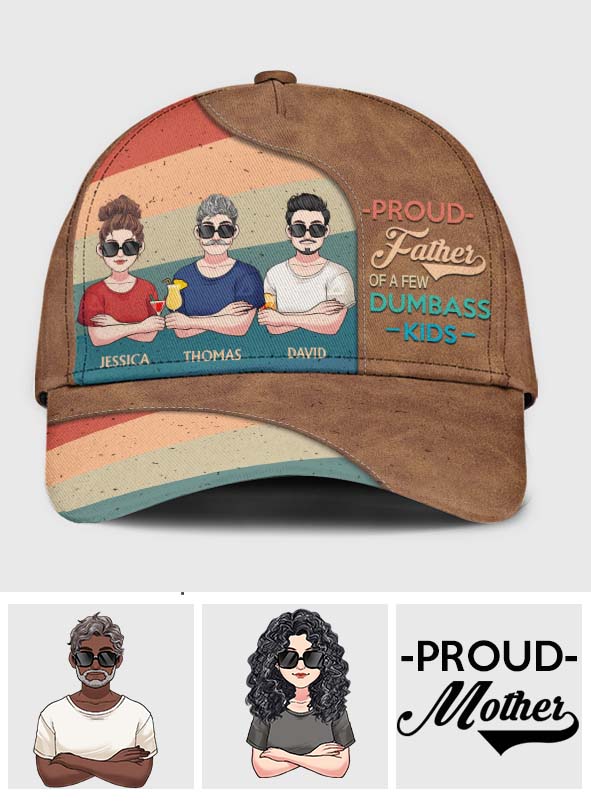 Proud Father Mother Grandma Grandpa Of A Few Kids - Personalized Father Classic Cap