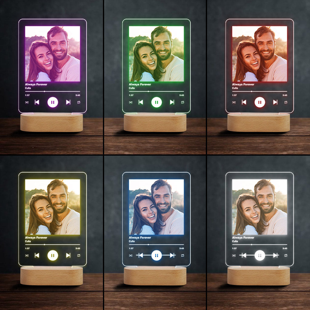Any Photo And Favorite Song - Personalized Couple Shaped Plaque Light Base