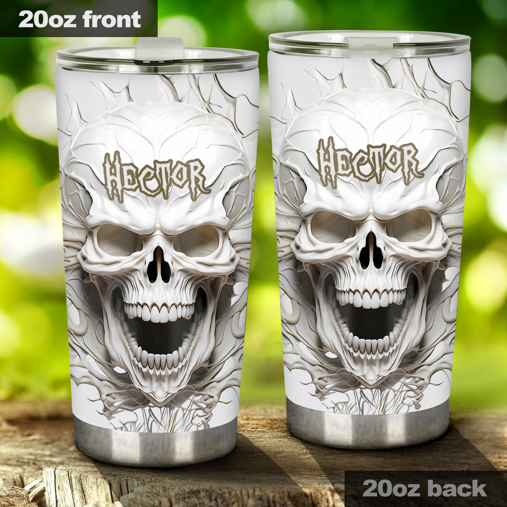 White Skull - Personalized Skull Tumbler