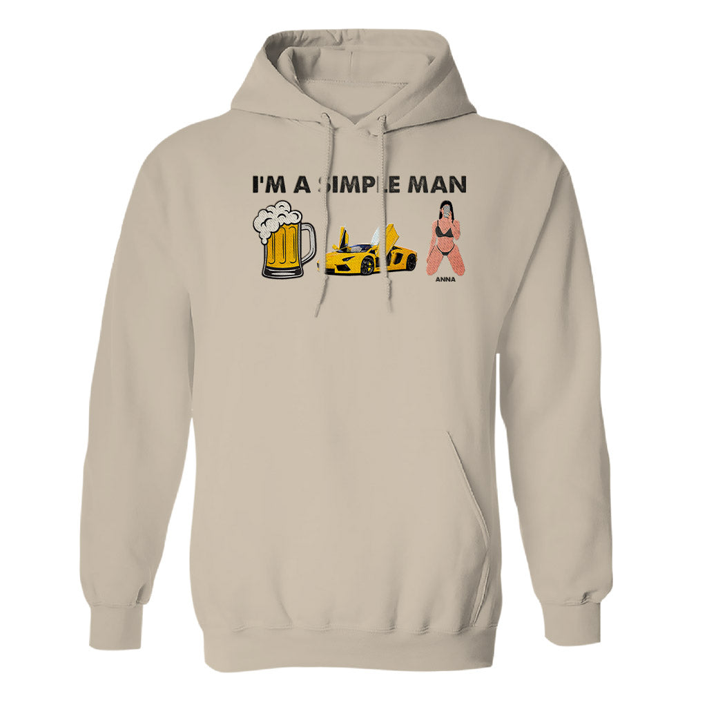 I'm A Simple Man - Personalized Couple Embroidered Hoodie