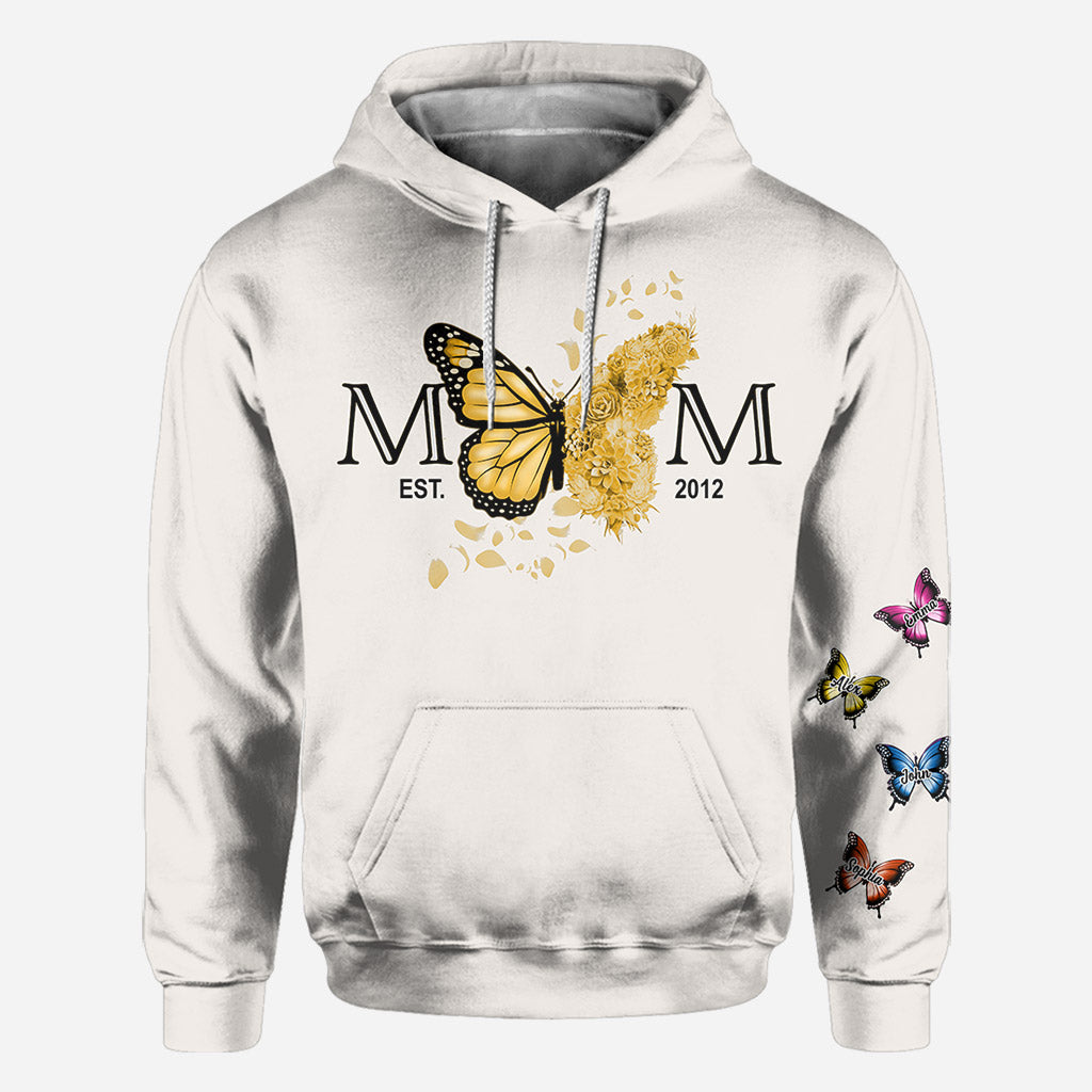 Mom Est. Any Year Botanical Butterfly - Personalized Mother All Over Shirt