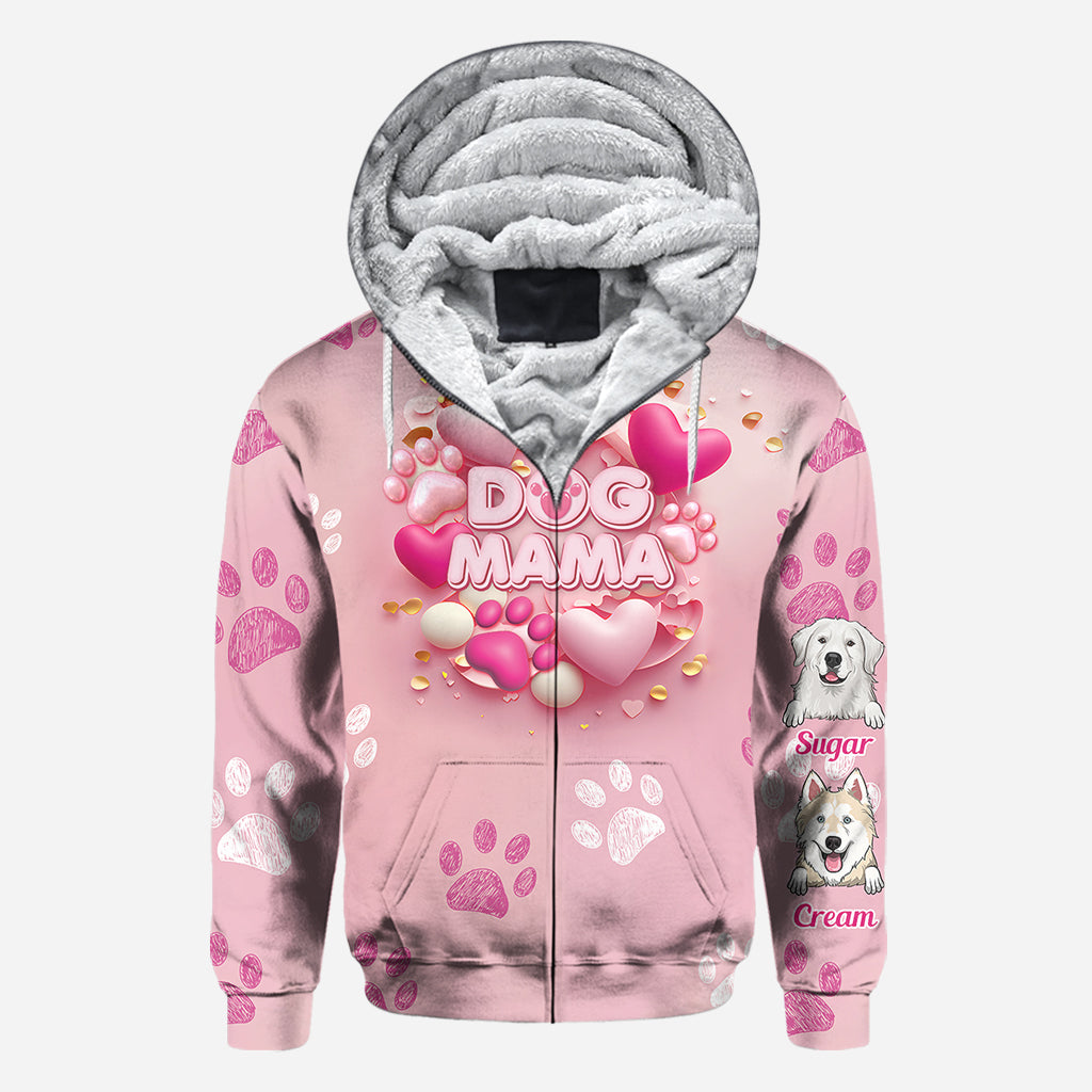Hund, Katze, Mama, Fellmama, 3D-Herz in Rosa – personalisiertes T-Shirt mit Hundemotiv