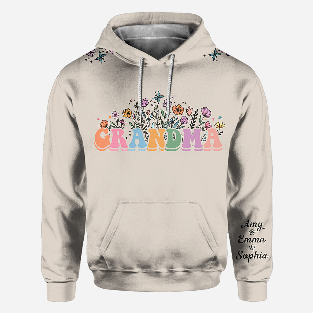 Flower With Any Title - Personalized Grandma All Over Shirt