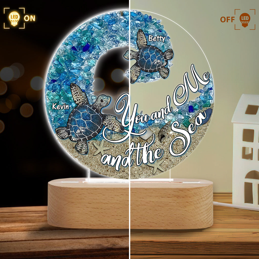 You And Me And The Beach - Personalized Couple Shaped Plaque Light Base