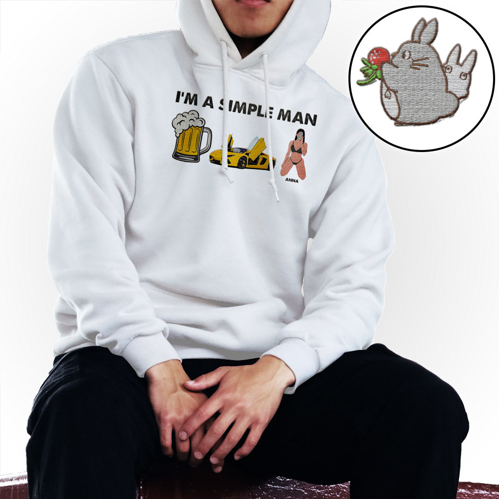 I'm A Simple Man - Personalized Couple Embroidered Hoodie