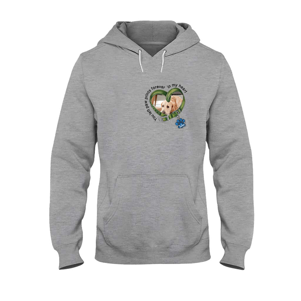 Du hast für immer Pfotenabdrücke in meinem Herzen hinterlassen – personalisiertes Hunde-T-Shirt und Hoodie