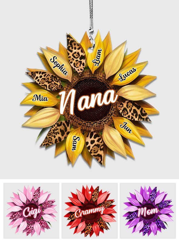 Nana Mom Auntie Family Sunflower - Personalized Grandma Car Ornament