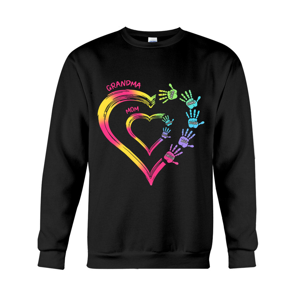 Any Title Of Mother And Grandma Double Heart Colorful - Personalized Grandma T-shirt And Hoodie
