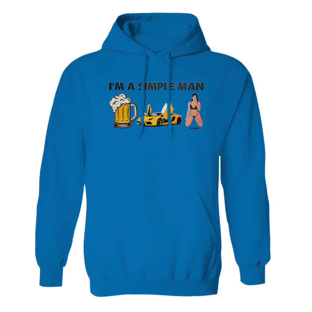 I'm A Simple Man - Personalized Couple Embroidered Hoodie