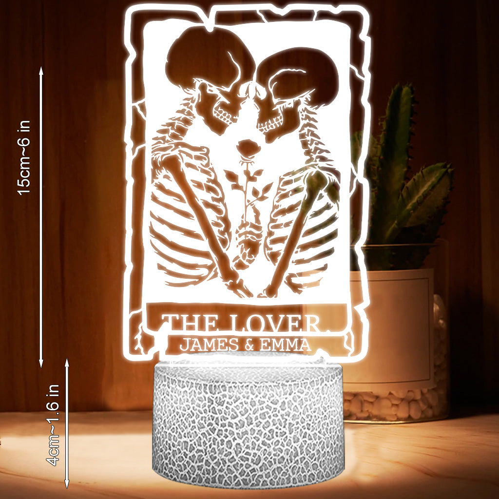 The Lover Romantic Skeletons - Personalized Couple Shaped Plaque Light Base