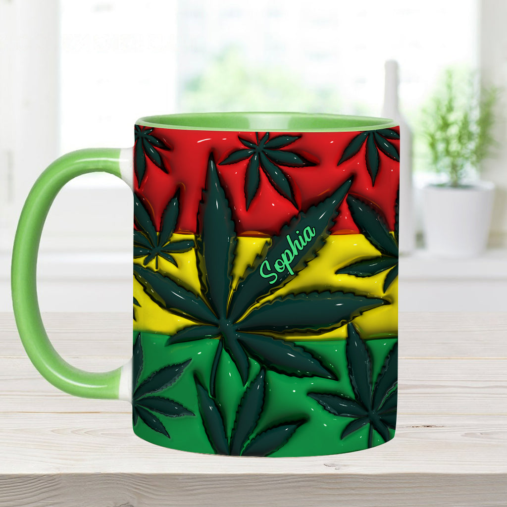 Aufblasbares Zauberblatt Rot Gelb Grün - Personalisierter Becher mit Cannabis-Akzent