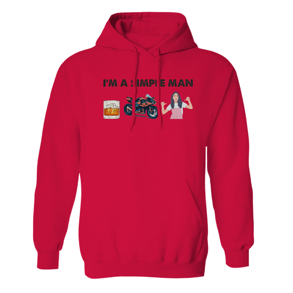 I'm A Simple Man - Personalized Couple Embroidered Hoodie