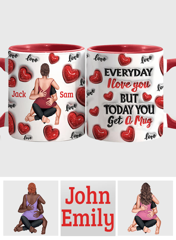 Everyday I Love You - Personalized Couple Accent Mug