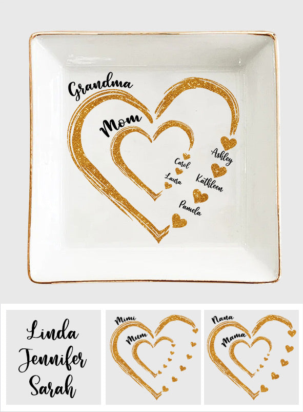 Mama Oma Goldene Herzen – Personalisierte Schmuckschale für Oma