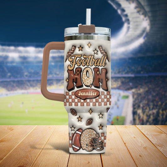 Football Mom - Personalized Football Tumbler With Handle