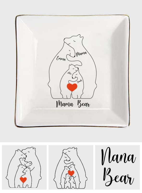 Mama Bear Daisy - Personalized Mother Jewelry Dish