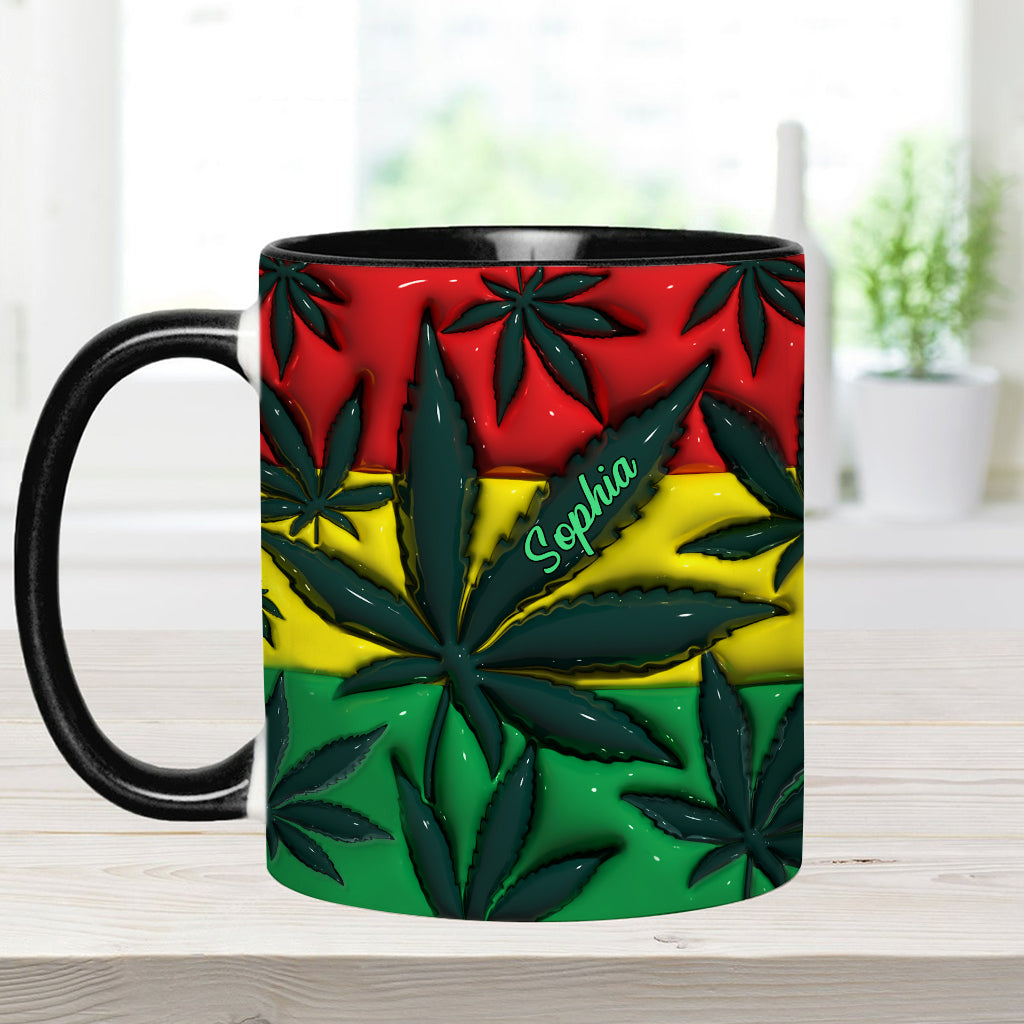 Aufblasbares Zauberblatt Rot Gelb Grün - Personalisierter Becher mit Cannabis-Akzent
