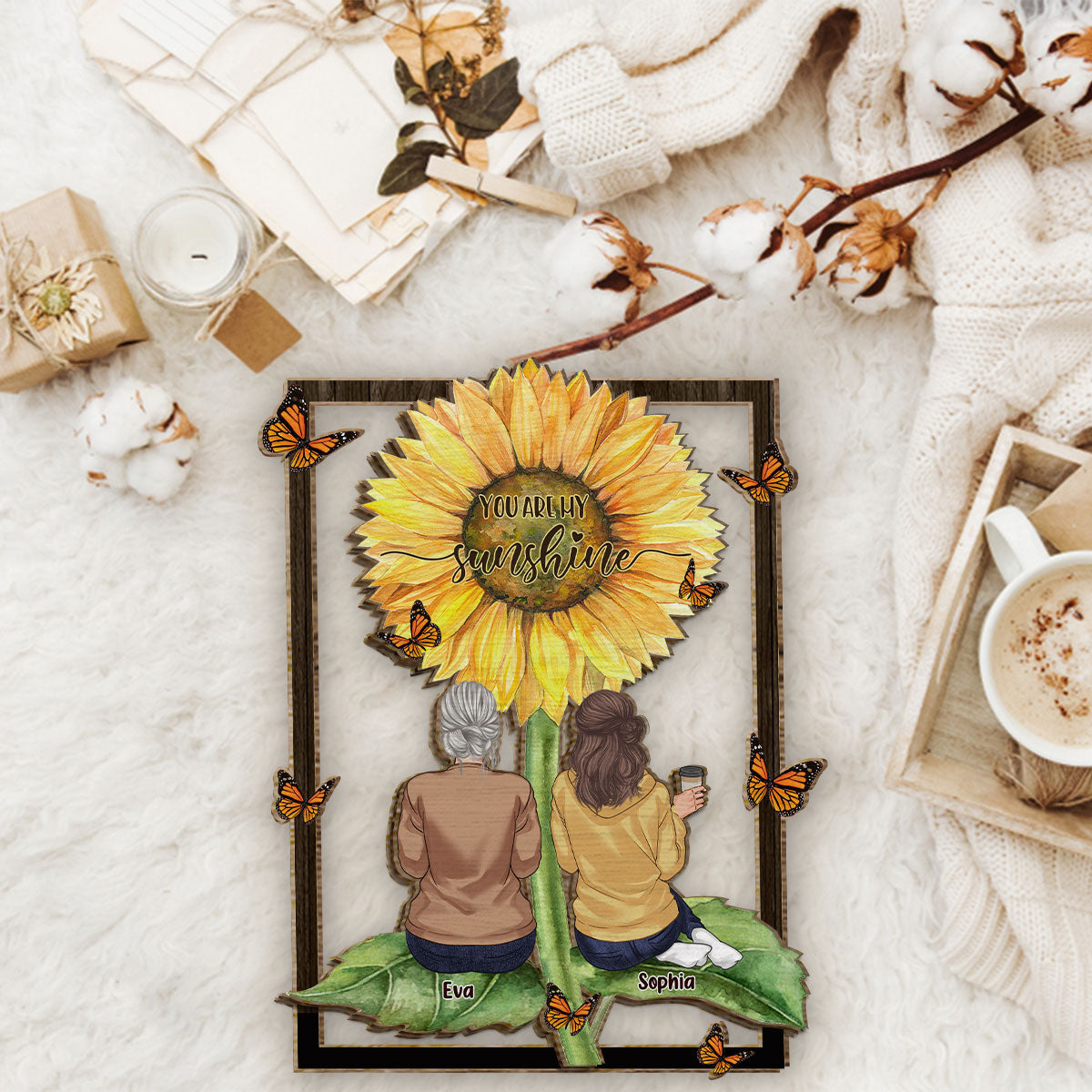 You Are My Sunshine - Personalized Mother 2 Layered Wood Sign / Wood Plaque