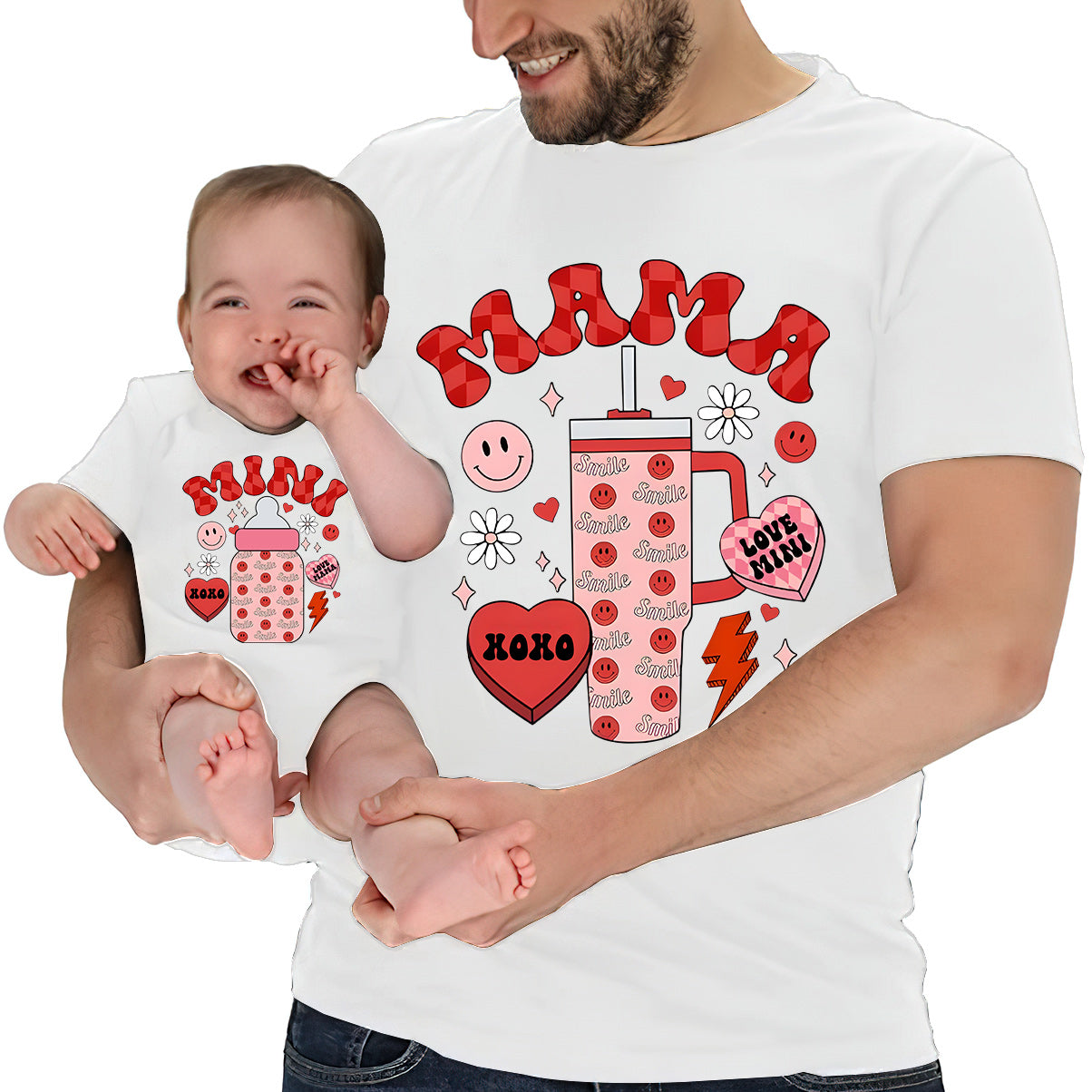 Mama And Mini - Personalized Mother T-shirt And Baby Onesie