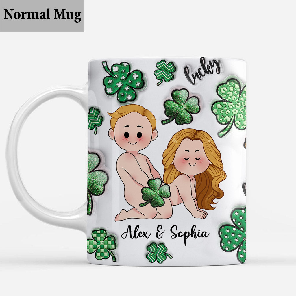 One Lucky Butt Lucky Clover Shamrock Naughty - Personalized Couple Mug