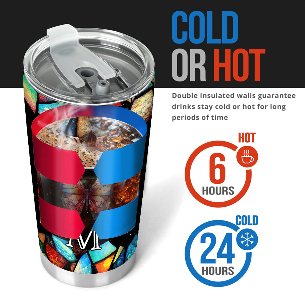 Mom Butterfly Colorful Stained Glass Pattern - Personalized Mother Tumbler