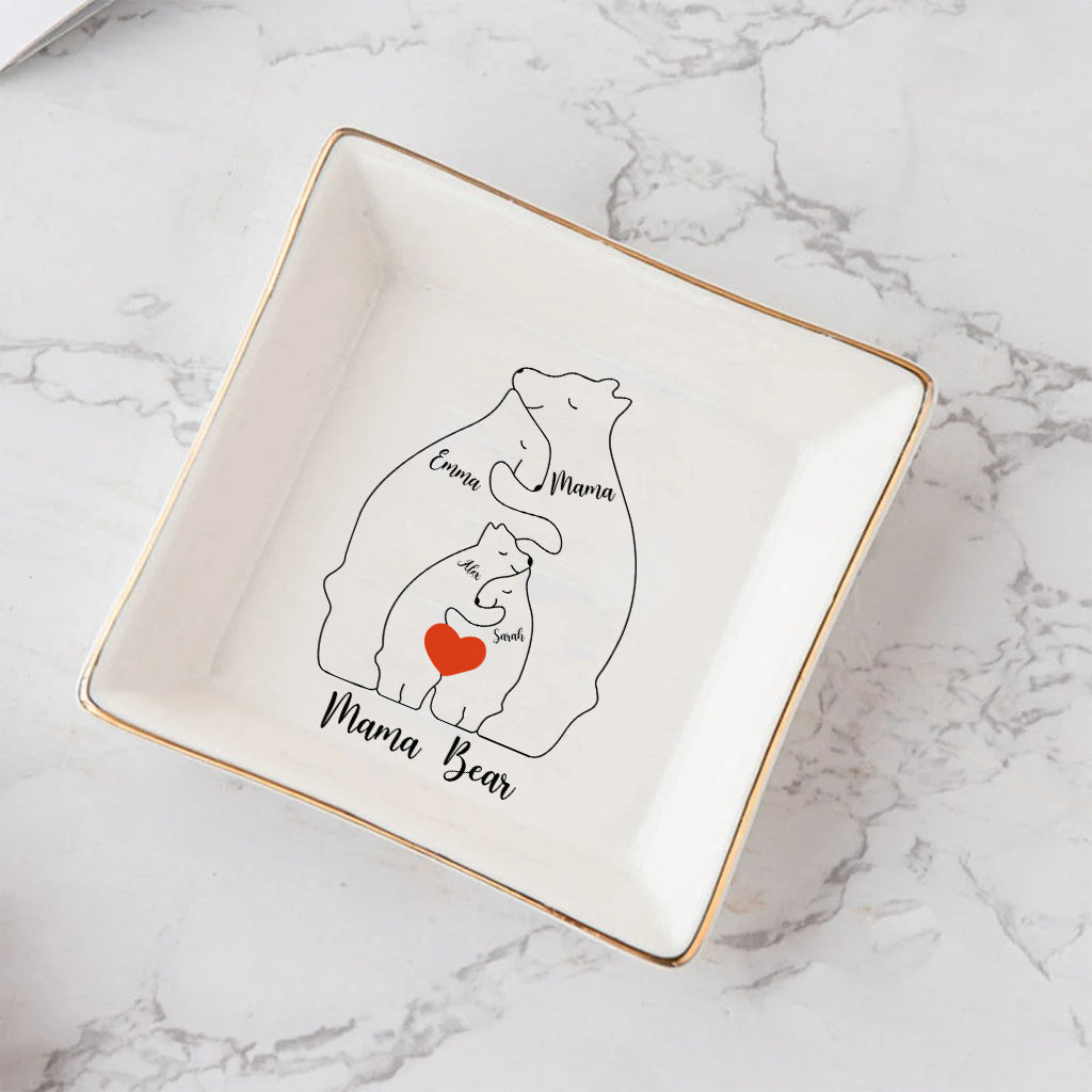 Mama Bear Daisy - Personalized Mother Jewelry Dish