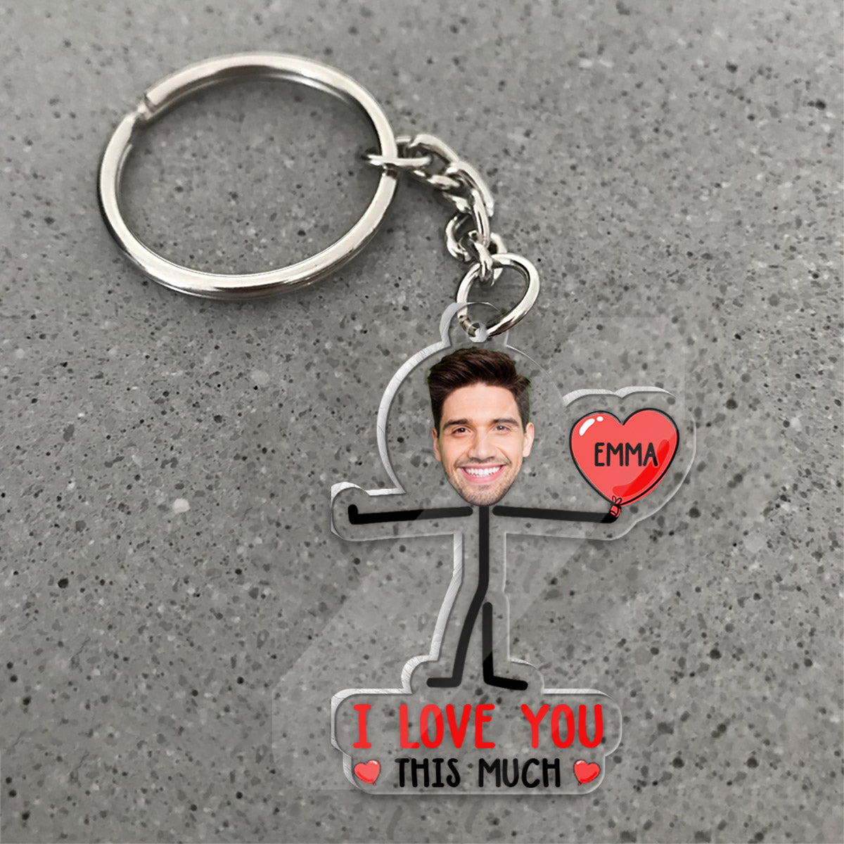 I Love You This Much Custom Photo Keychain For Couples - Personalized Couple Transparent Keychain