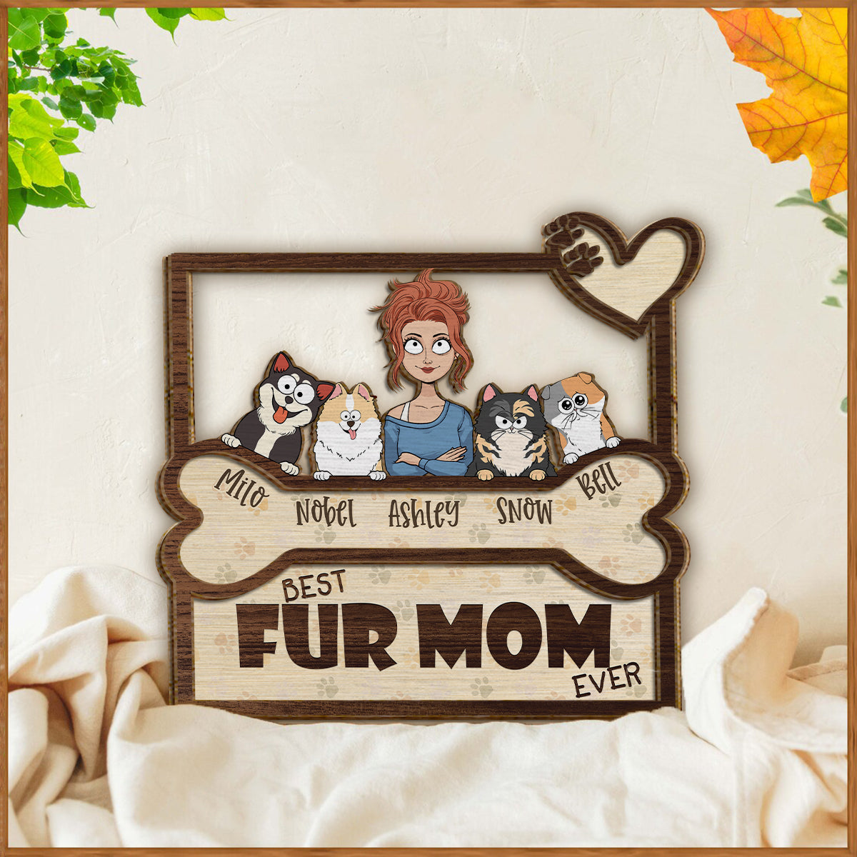 Beste Hundemama und bester Hundepapa aller Zeiten - Personalisiertes zweilagiges Holzschild / Holzplakette