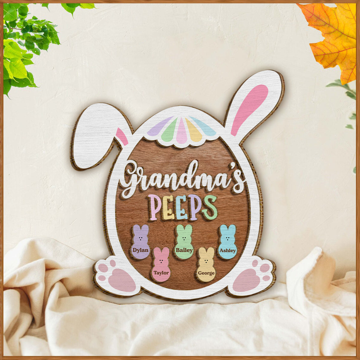 Grandma Nana Mimi Easter Peeps - Personalized Grandma 2 Layered Wood Sign / Wood Plaque