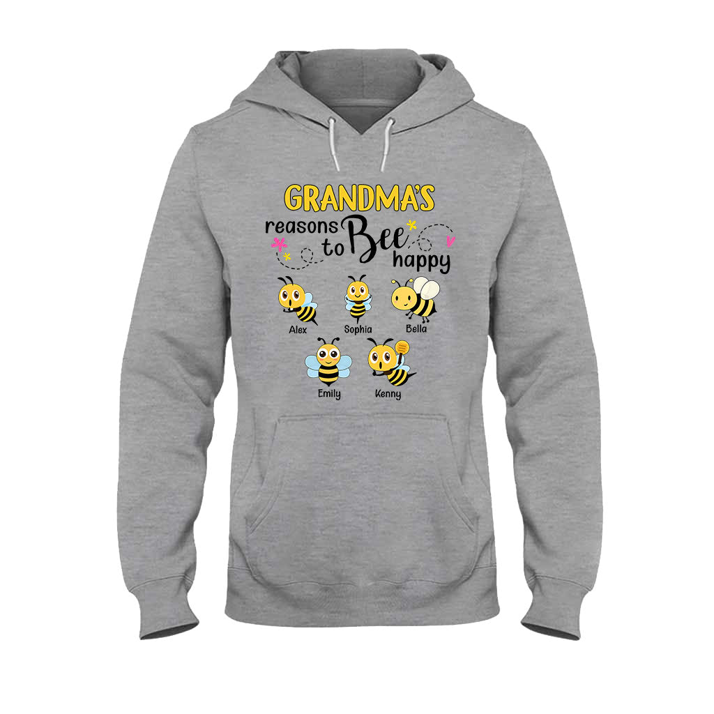 Grandma's Reasons To Bee Happy - Personalized Bee T-shirt And Hoodie